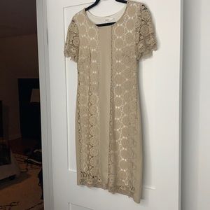 Cream Knee Length Cocktail Dress